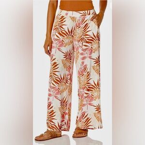 NWT - Roxy Viscose Midnight Avenue Palm Print Wide Leg Pants